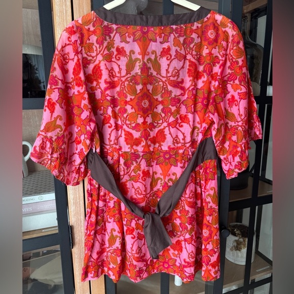 Vintage y2k silk babydoll top blouse anthropologie odille ruffle tie waist wrap - Picture 3 of 6